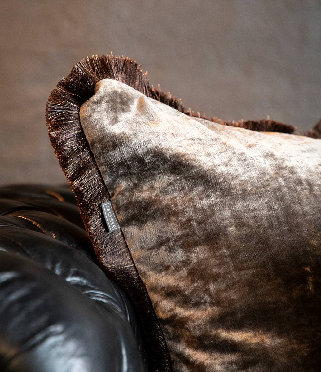 Garda Velvet Fringe putetrekk 50x50, taupe CC