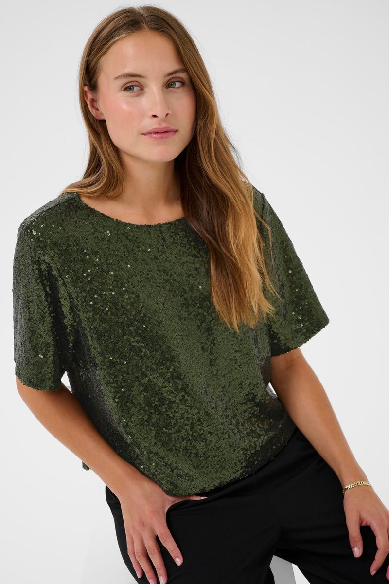 KAmiranda sequin blouse, ivy green