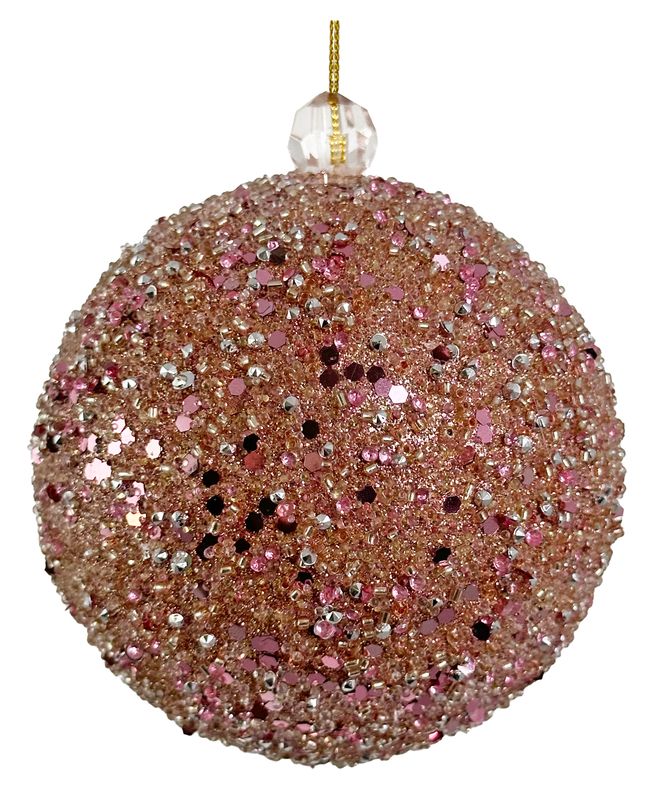 Juletrekule, Rosa m/Glitter, 10 cm