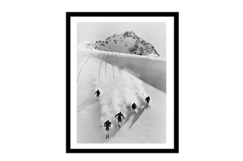 Vintagebilde Fem Menn På Ski m/Ramme, 70x90