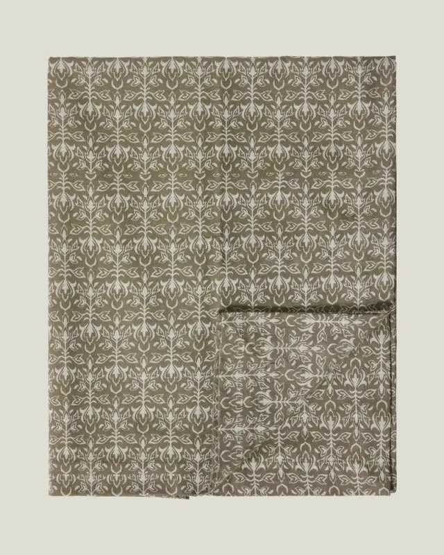 Ornament jaquard duk, beige/dark olive