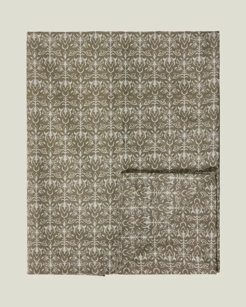 Ornament jaquard duk, beige/dark olive