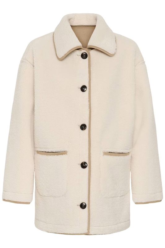 KAlinn reversible teddy jacket, whisper white/desert taupe