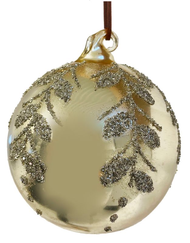Juletrekule, Gull/Sølvglitter, 10 cm