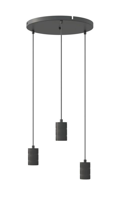 Retro Pendellampe Sort E27 3x2m justerbar tekstil kabel