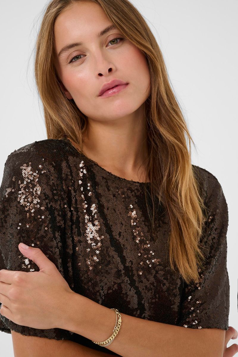 KAmiranda sequin blouse, black coffee