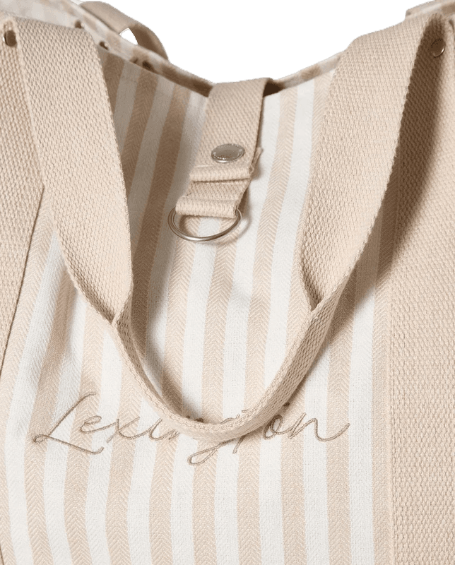 Herringbone beach bag, beige stripe